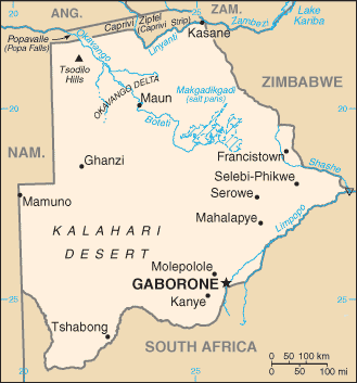 botswana politique carte
